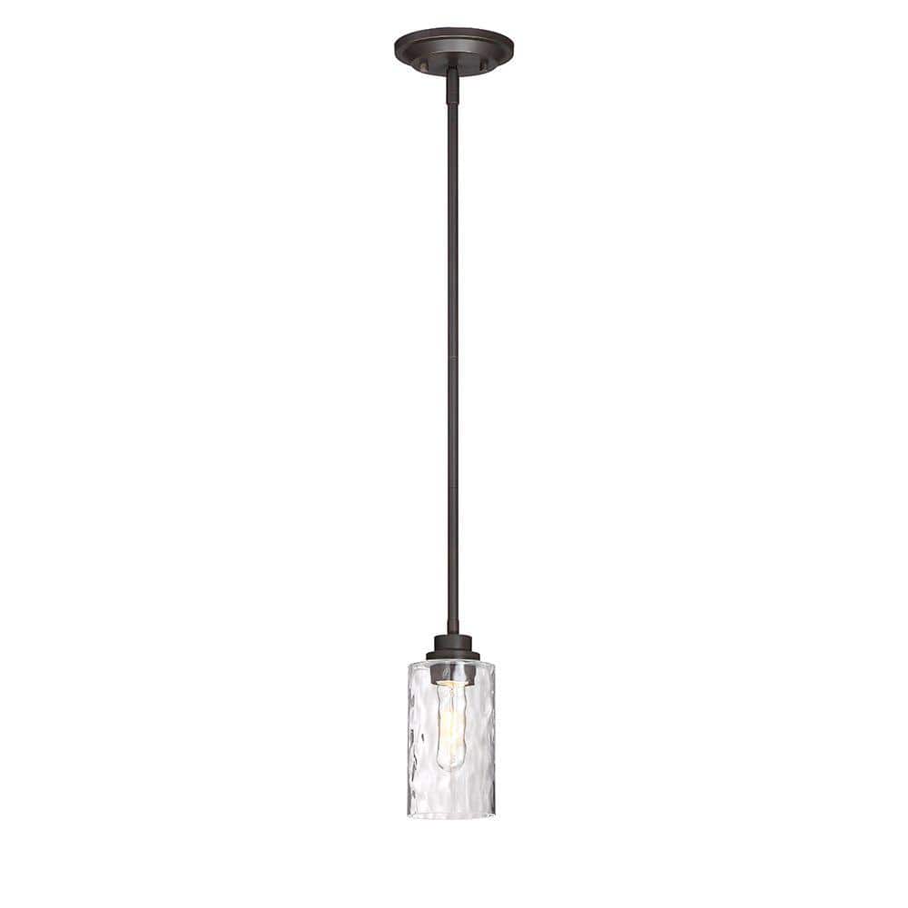 Gramercy Park Old English Bronze Mini Pendant with Blown Hammered Glass