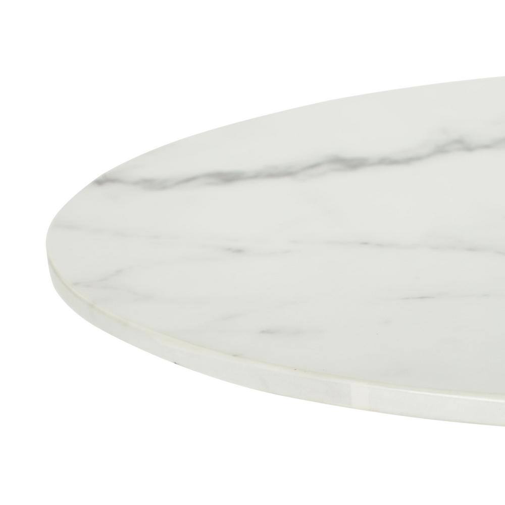 Elegant 20" Gold & White Marble Transitional Round Side Table