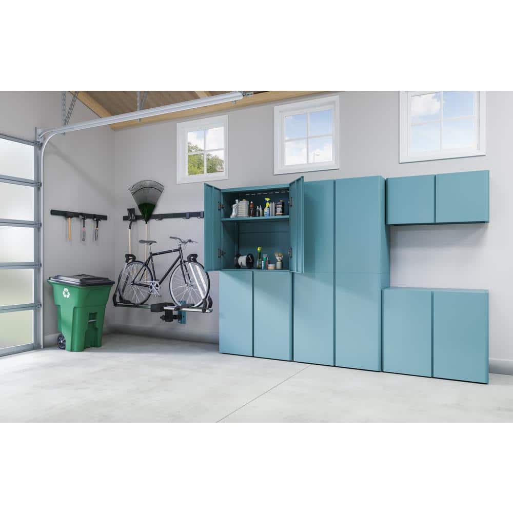 Modern Blue Steel Freestanding Storage Cabinet with Adjustable Shelves