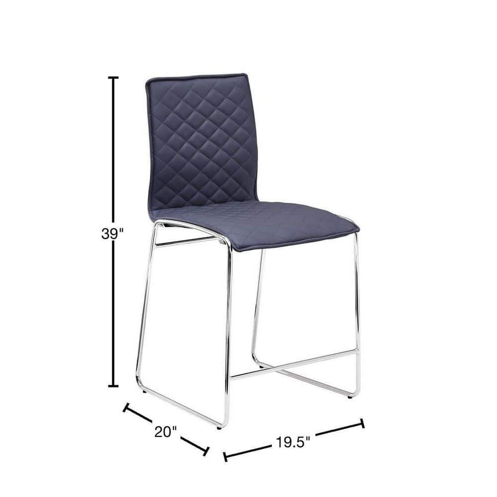 Duncan 24" Grey Faux Leather Counter Stool with Chrome Legs