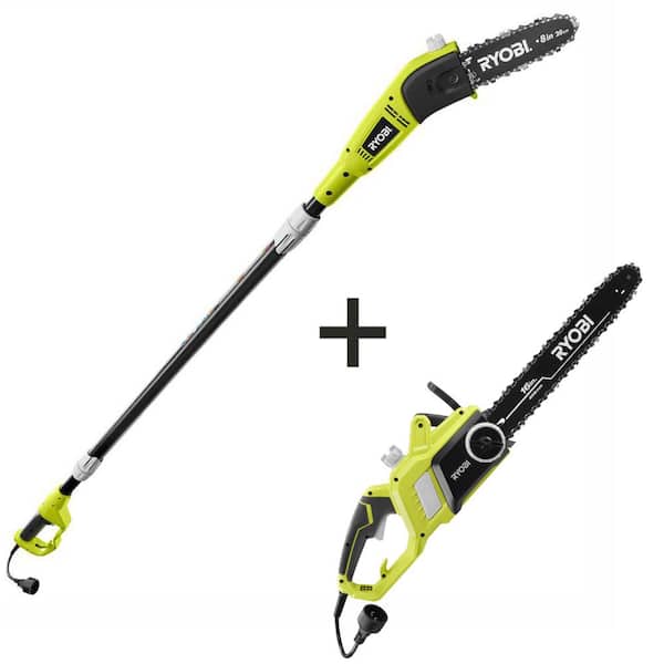 RYOBI 16 in. 13 Amp Electric Chainsaw and 6 Amp Pole Saw