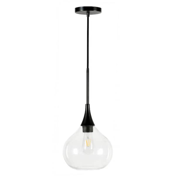 Meyer&Cross Ida 1-Light Matte Black Pendant with Clear Glass Shade