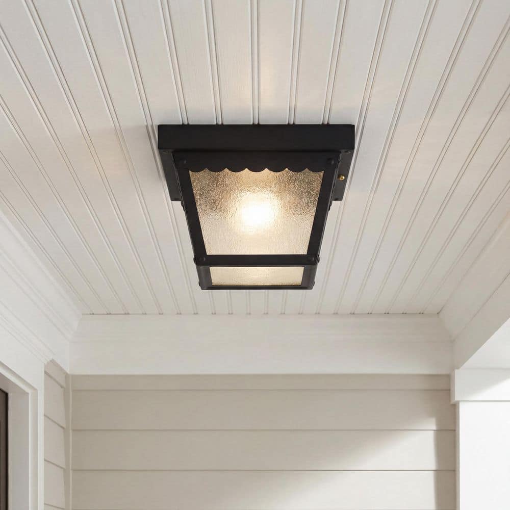 Progress Lighting 1-Light Matte Black Textured Glass Traditional