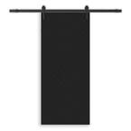 Diamond 36 in. x 84 in. Fully Assembled Black Stained MDF Modern Sliding Barn Door with Hardware Kit