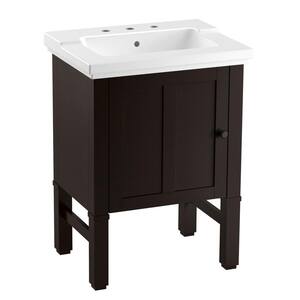 Chambly 25 in. W x 18 in. D x 36 in. H Single Sink Freestanding Bath Vanity in Black Forest with Ceramic Top