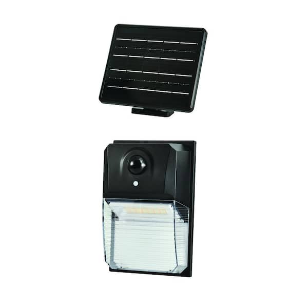 2500 Lumen Integrated LED Black Motion Activated Solar Powered Wall Pack Light (1-Pack)