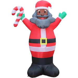 10 ft. x 6.5 ft. Prelit LED African American Santa Christmas Inflatable with Candy Cane