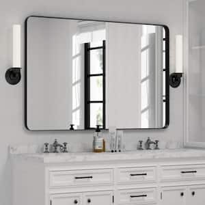 30 in. W x 40 in. H Large Rectangular Metal Framed Wall Mounted Wall Bathroom Mirrors Bathroom Vanity Mirror in Black