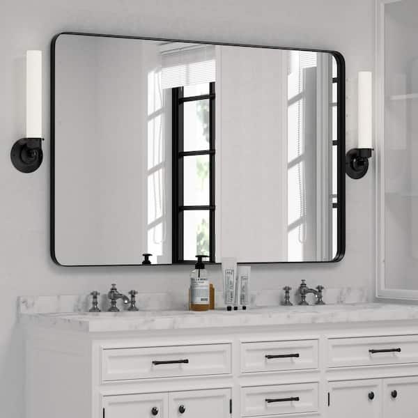 PAIHOME 30 in. W x 40 in. H Large Square Mirrors Metal Framed Bathroom Mirror Wall Mirrors Bathroom Vanity Mirror in Gold
