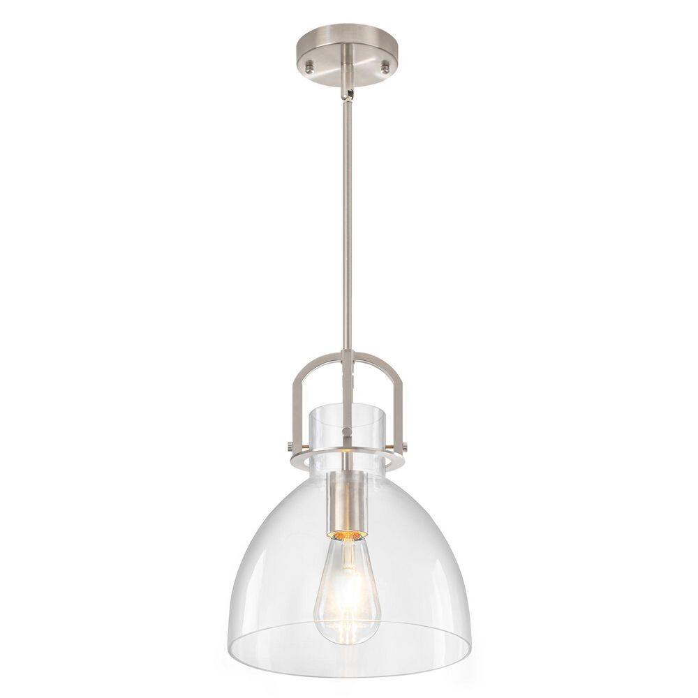1-Light Nickel Adjustable Pendant Light, Clear Bell Glass Shade for Kitchen Island, Dining Room price history on PriceWatchPro