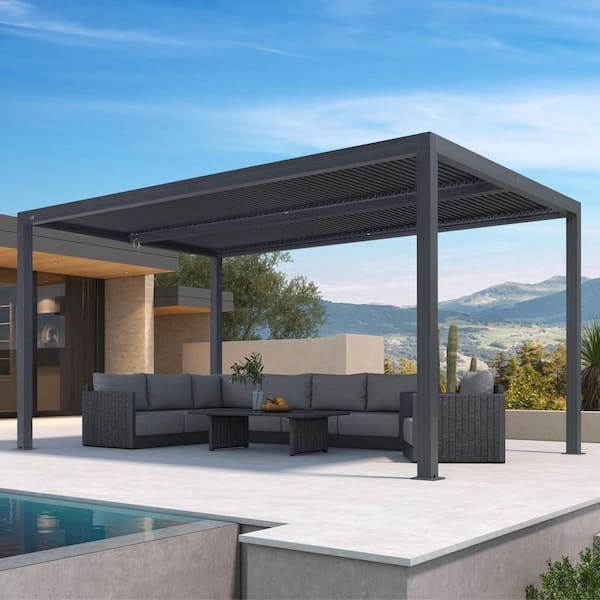 PURPLE LEAF 10 ft. x 16 ft. Gray Aluminum Frame Outdoor Patio