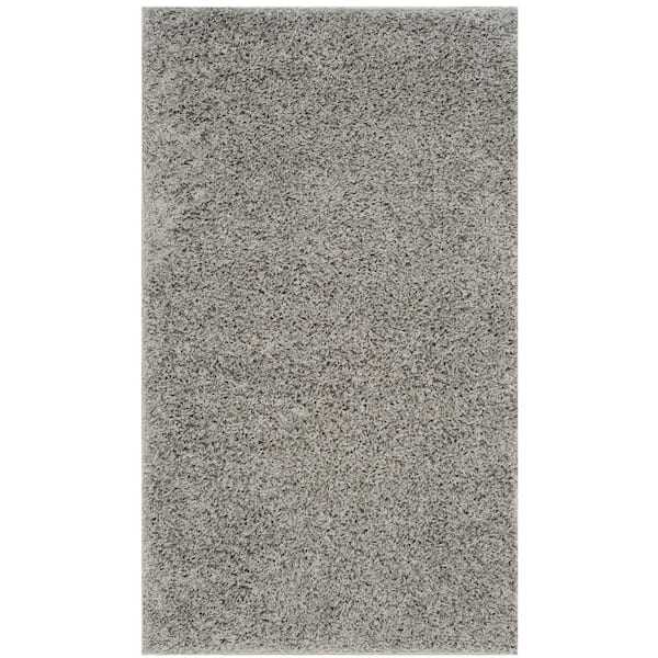 SAFAVIEH Athens Shag Light Gray Doormat 3 ft. x 5 ft. Solid Area Rug