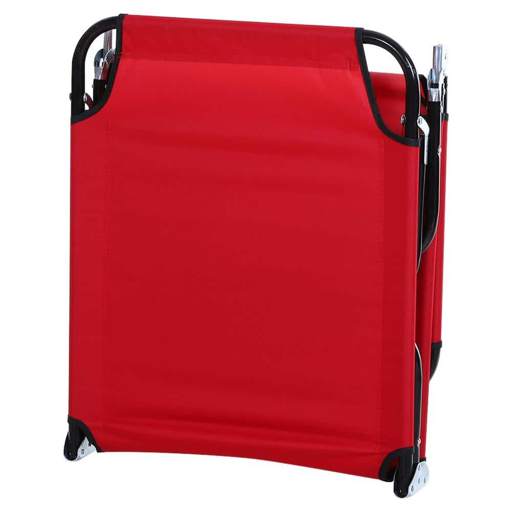 Coastal Breeze Red Folding Chaise Lounge with 5-Position Backrest