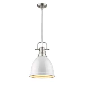 Duncan 1-Light Pewter 8.8 in. Pendant with White Shade