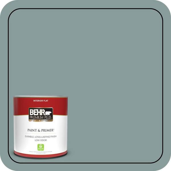 BEHR PREMIUM PLUS 1 qt. Home Decorators Collection #HDC-AC-23 Provence Blue Flat Low Odor Interior Paint & Primer