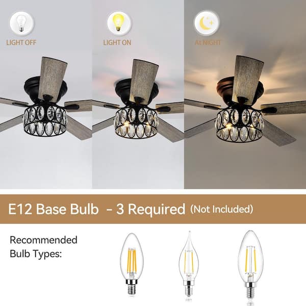 Breezary Jemore 52 in. Indoor Flush Mounted Black Crystal