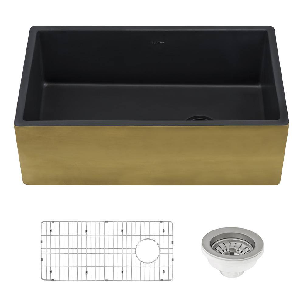 Ruvati Landhausspüle Mit Schürze – Mattes Gold, Einzelbecken – Praktisch & Stylisch