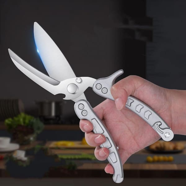 Heavy-Duty Stainless-Steel Silver Kitchen Poultry Shears, Kitchen Scissors for Chicken, Meat Cutting, Thanksgiving