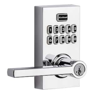 917 SmartCode Polished Chrome Contemporary Keypad Electronic Single-Cylinder Halifax Door Lever Featuring SmartKey