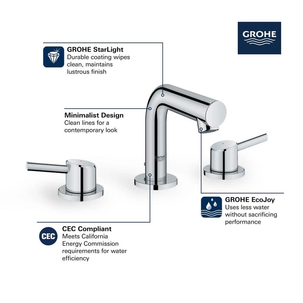 Brushed Nickel Modern Widespread Bathroom Faucet with Drain Assembly