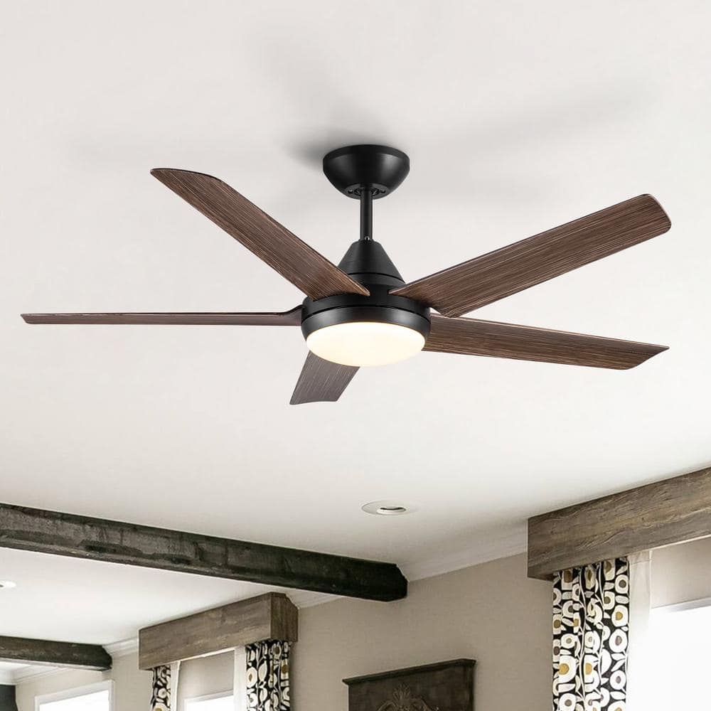 YUHAO 48 in. Color Changing Integrated LED Indoor Brown Ceiling Fan with Light Kit and Remote Control YH1085BRW482 - The Home Depot