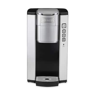 Compact Black and Silver Single Serve Coffee Maker