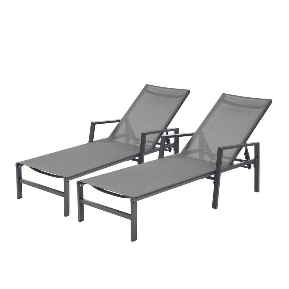 Outdoor Lounge Chair in Gray (Set of 2)