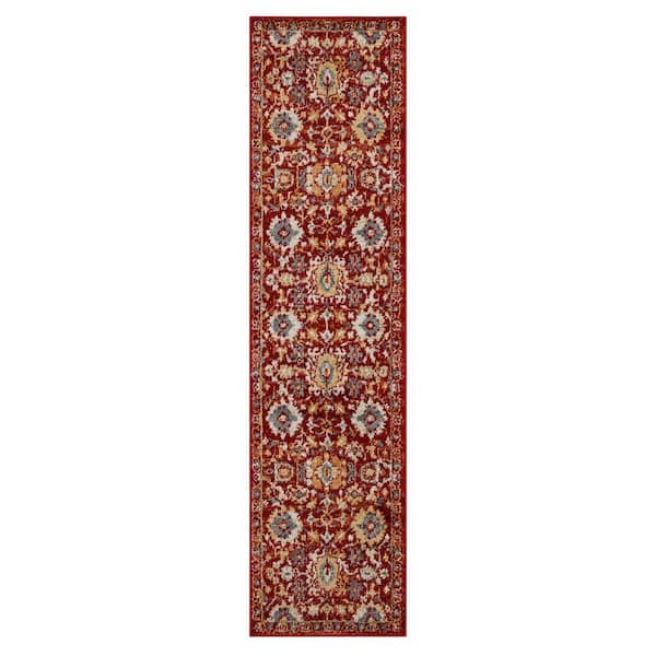 Mohawk Home Norwood Red 1 ft. 11 in. x 10 ft. Traditional Ornamental Agra Runner Rug