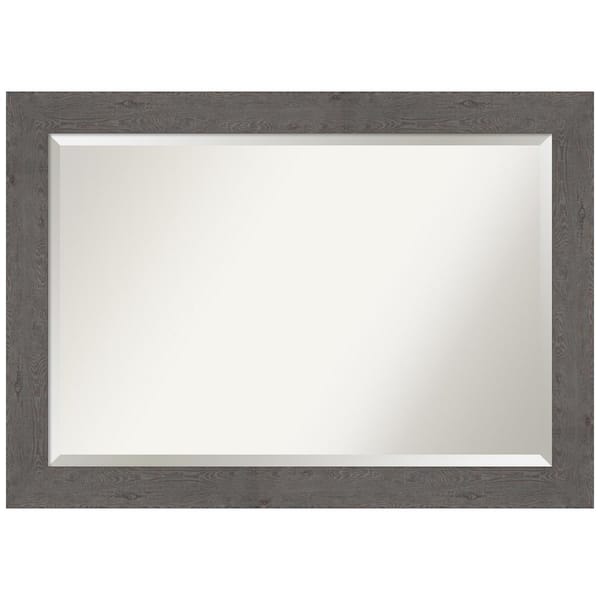 Amanti Art Rustic Plank Grey 41.5 in. H x 29.5 in. W Framed Wall Mirror