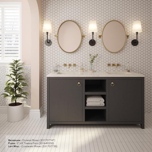 Thassos White 2 in x 8 in Polished Subway Marble Wall and Floor Tile (3.333 Sq. Ft./Case)