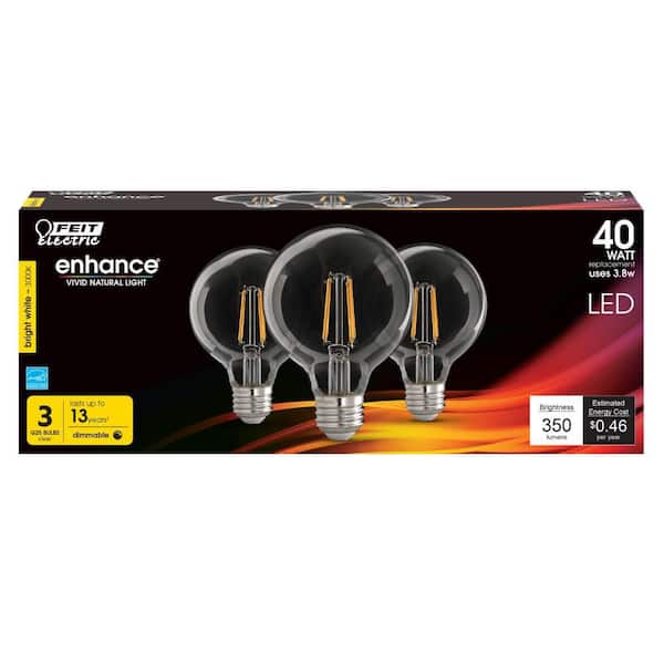 Feit Electric 40-Watt Equivalent G25 Dimmable Filament ENERGY STAR Clear Glass LED Light Bulb, Daylight (36-Pack)