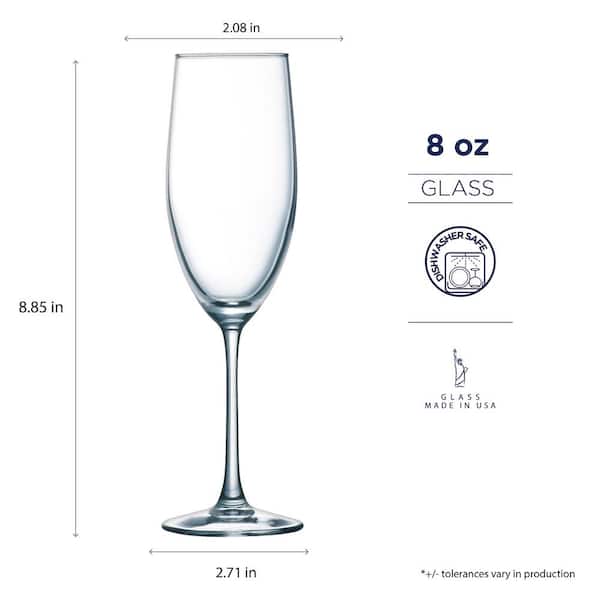 Champagne Flutes Glass Classic Stemware Set of 6, Clear Tall  Glass for Champaign and Wine, Toasting Sparkling Wine/Wedding Flutes, 6.5  Ounce: Champagne Glasses
