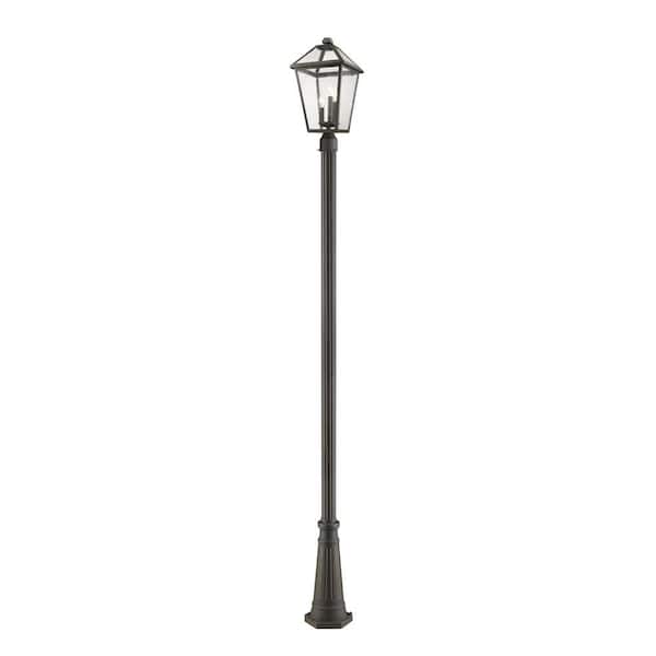Unbranded Talbot 113.75 in. 3-Light Oil Bronze Metal Hardwired Outdoor Weather Resistant Post Light Set with No Bulb included