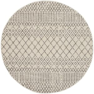 Passion Ivory/Grey 4 ft. x 4 ft. Geometric Transitional Round Rug