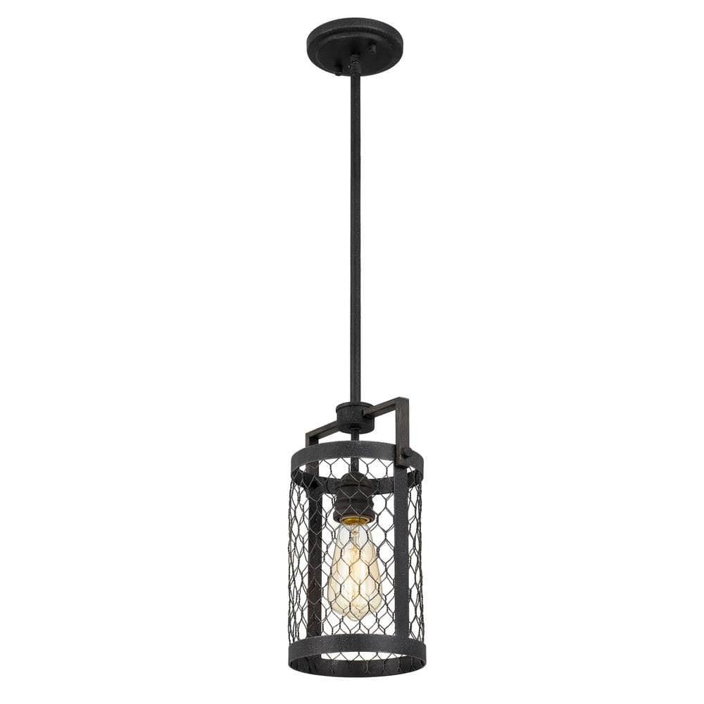 Cooper Mini Pendant in Gilded Iron with Seaside Oak Accent
