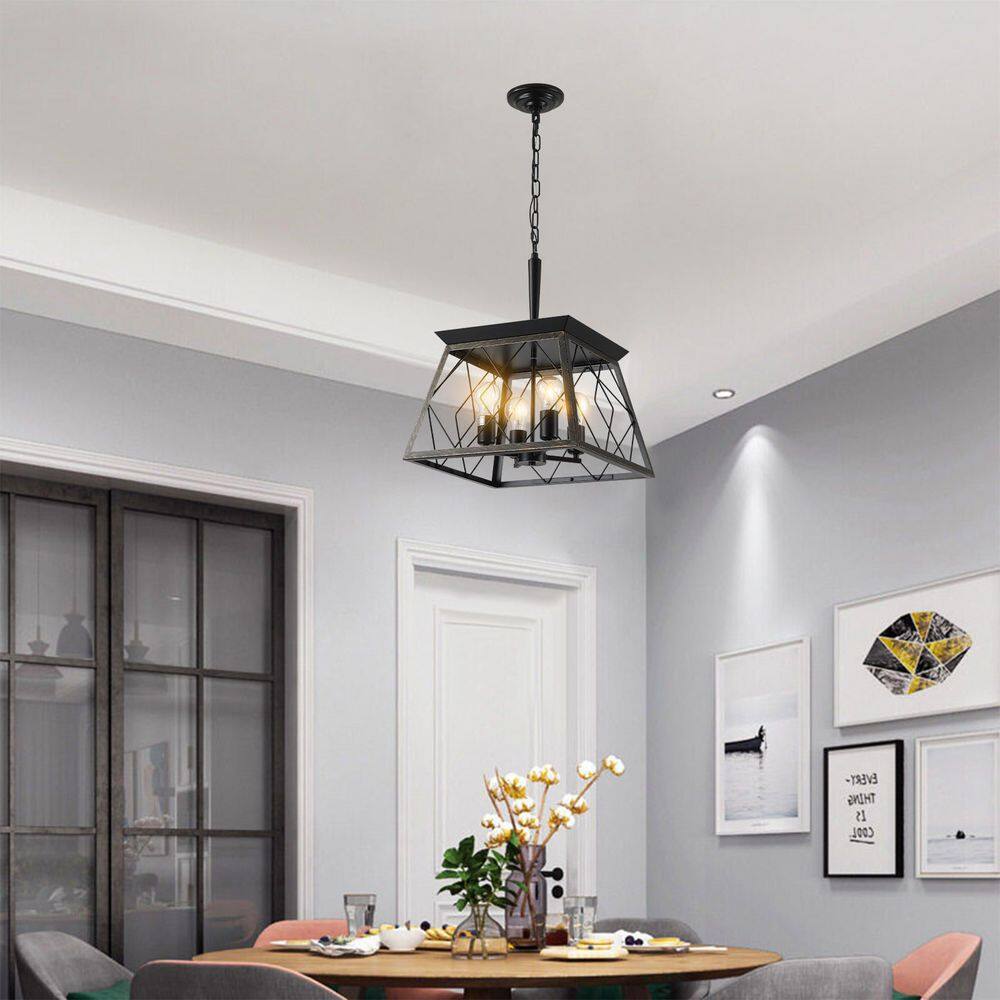 4-Light Golden Black Pendant Light-Adjustable Height, Metal Lighting Fixture with E26 Bulb Compatibility price history on PriceWatchPro