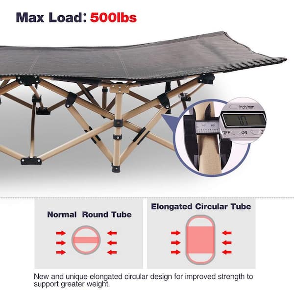 Wildaven Adult Folding Camp Bed 500 lbs., Heavy-Duty Wide Sleeper