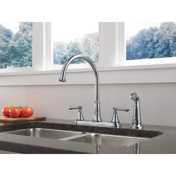 Delta Cassidy 2-Handle Standard Kitchen Faucet with Side Sprayer
