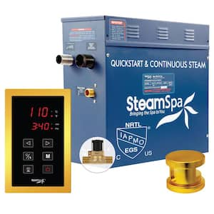 Oasis Series 4.5kW Steam Bath Generator with Continuous Steam Plus Quick Start Tech and Built-in Auto Drain in Gold