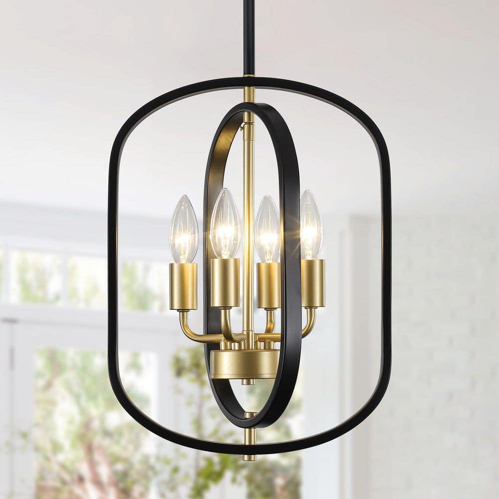 4-Light Black and Gold Industrial Rustic Candlestick Geometric Chandelier for Dining Room with No Bulbs Included price history on PriceWatchPro
