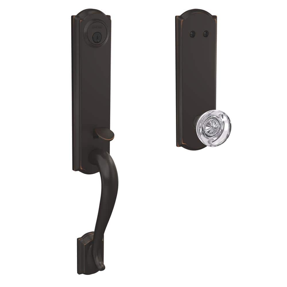 Custom Camelot Aged Bronze 3/4 Trim Dummy Door Handleset with Hobson Glass Knob price history on PriceWatchPro