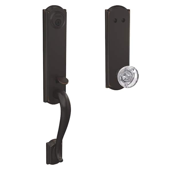 Custom Camelot Aged Bronze 3/4 Trim Dummy Door Handleset with Hobson Glass Knob