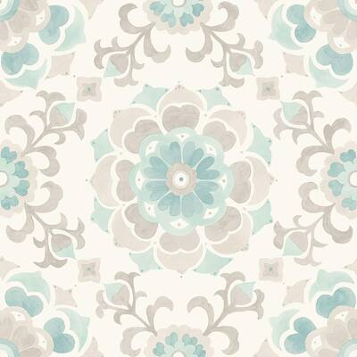 Tracy Seafoam Medallion Paper Strippable Wallpaper (Covers 56.4 sq. ft.)