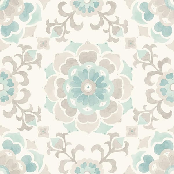 Origin Tracy Seafoam Medallion Paper Strippable Wallpaper (Covers 56.4 sq. ft.)