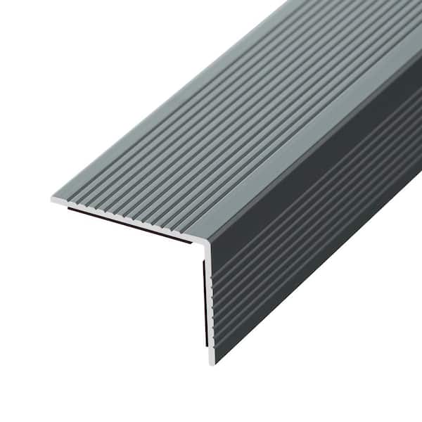 Matte Gray 48 in. Aluminum Peel and Stick Stair Nosing Edge Cover Anti-Slip Strip StairCase Step Treads (5-Pack)