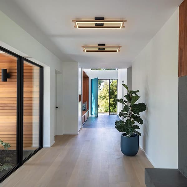 EDISLIVE Irrys 1-Light 27.6 in. Integrated LED Wood Flush Mount