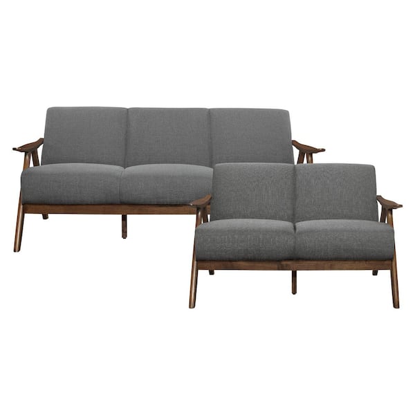 EVERGLADE HOME Ocala 124 in. W Slope Arm Polyester Rectangle Sofa in Gray