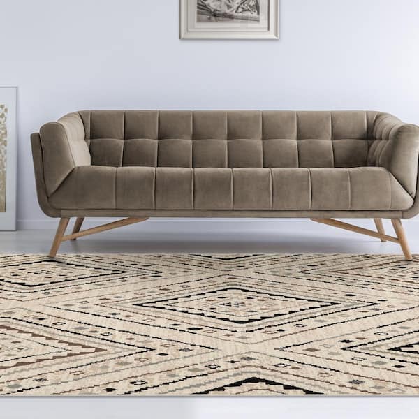 Ozark Slate 5 ft. x 8 ft. Modern Geometric Diamonds Polypropylene Area Rug