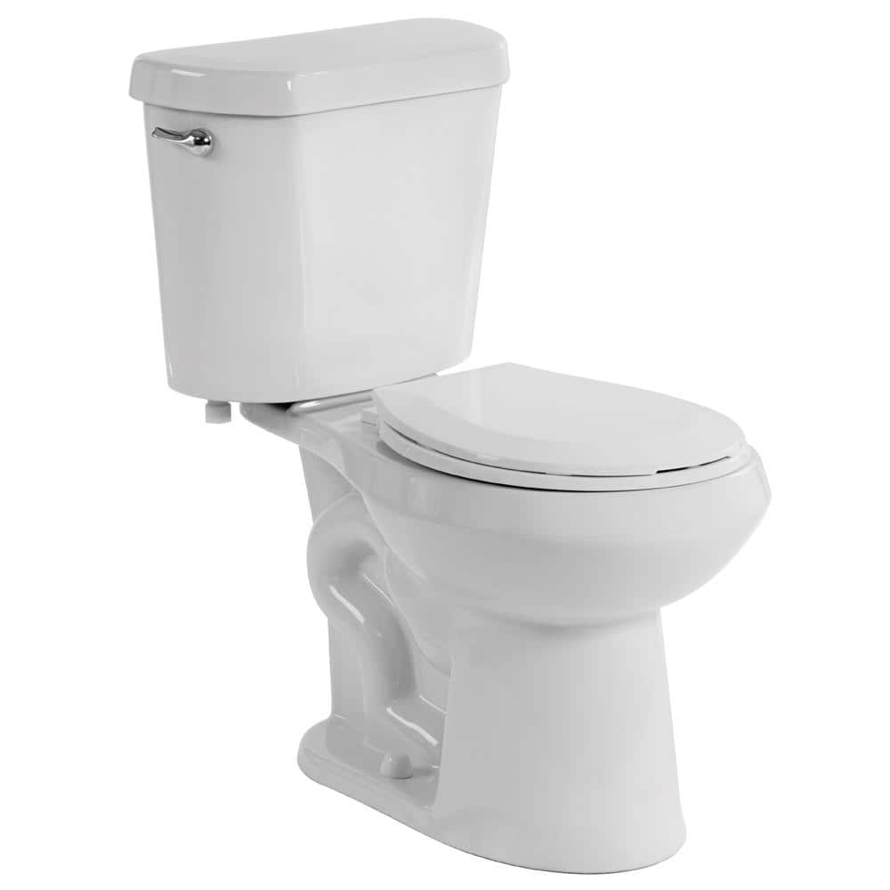Glacier Bay 10 in. Rough-In 2-piece 1.28 GPF Single Flush Elongated Toilet in White, Seat Included (3-Pack)