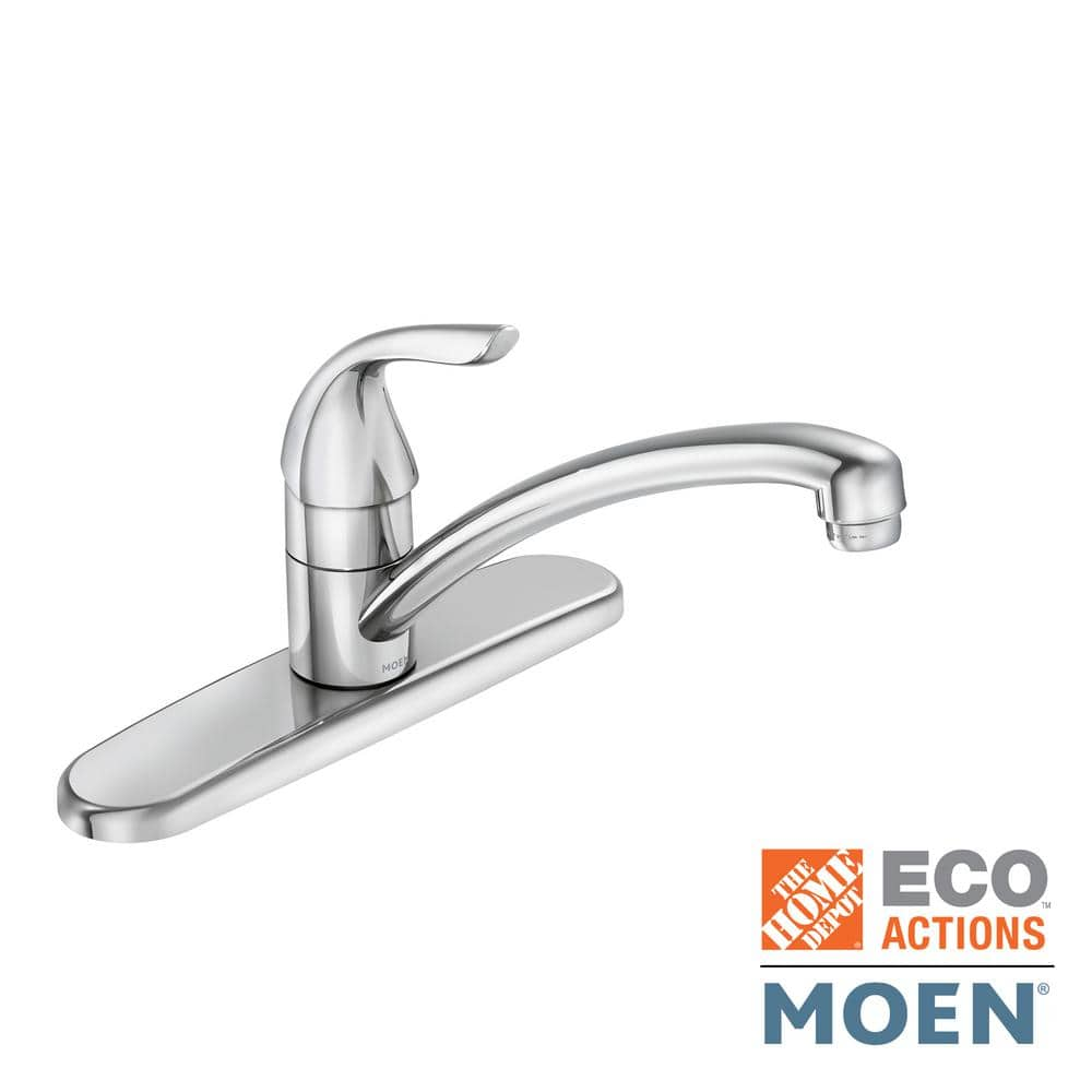 MOEN Adler Single Handle Low Arc Kitchen Faucet In Chrome With Tool   Chrome Moen Standard Kitchen Faucets 87201 64 1000 